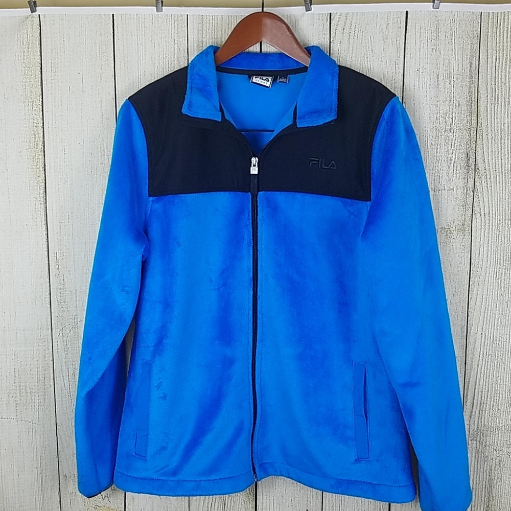 Fila sport zip up fleece jacket blue black